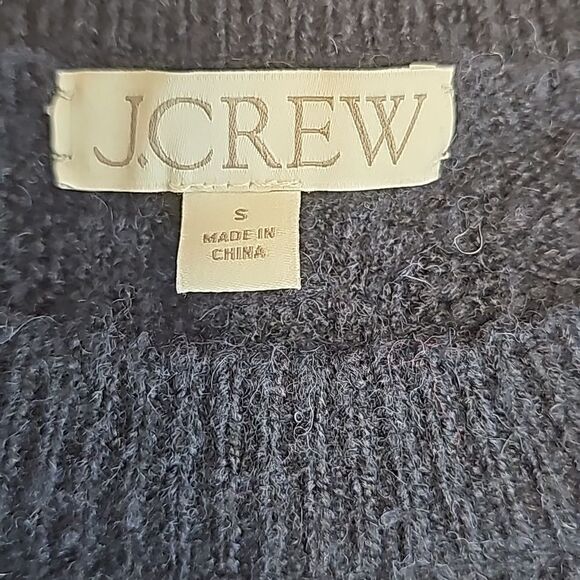 J. Crew NWOT Pointelle cable-knit crewneck sweater alpaca wool navy Small‎ - Picture 3 of 10